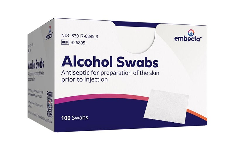 B & D Alcohol Swabs 100 Each, White, 100 Count (Pack of 1) - Image 1